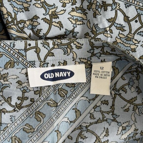 Vtg Y2K Old Navy Midi Maxi Skirt 12 Blue Floral Cottage Grunge Preppy Modest Emo - Picture 9 of 10